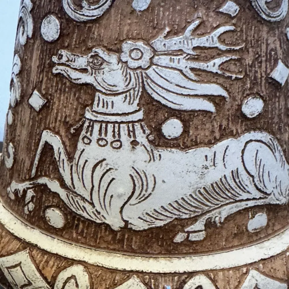 Deruta Italian Pottery Vase La Pinturicchio Sgraffito Handmade Deer Stag Vintage